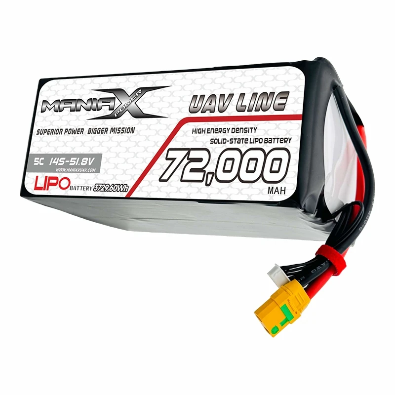 400 Wh/kg pevné batérie-State Lipo 14S-51,8 V 72 000 mAh 5C dron/UAV/eVTOL/batéria s viacerými rotormi